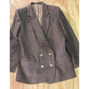 Blast Out Wool Lining Women's Blazer Brown Plaid w/ shoulder pads- NWOT